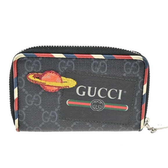 GUCCI Logo GG Pattern Night Courrier Card Case Wallet Supreme Leather BK 33FC168 - Picture 3 of 13